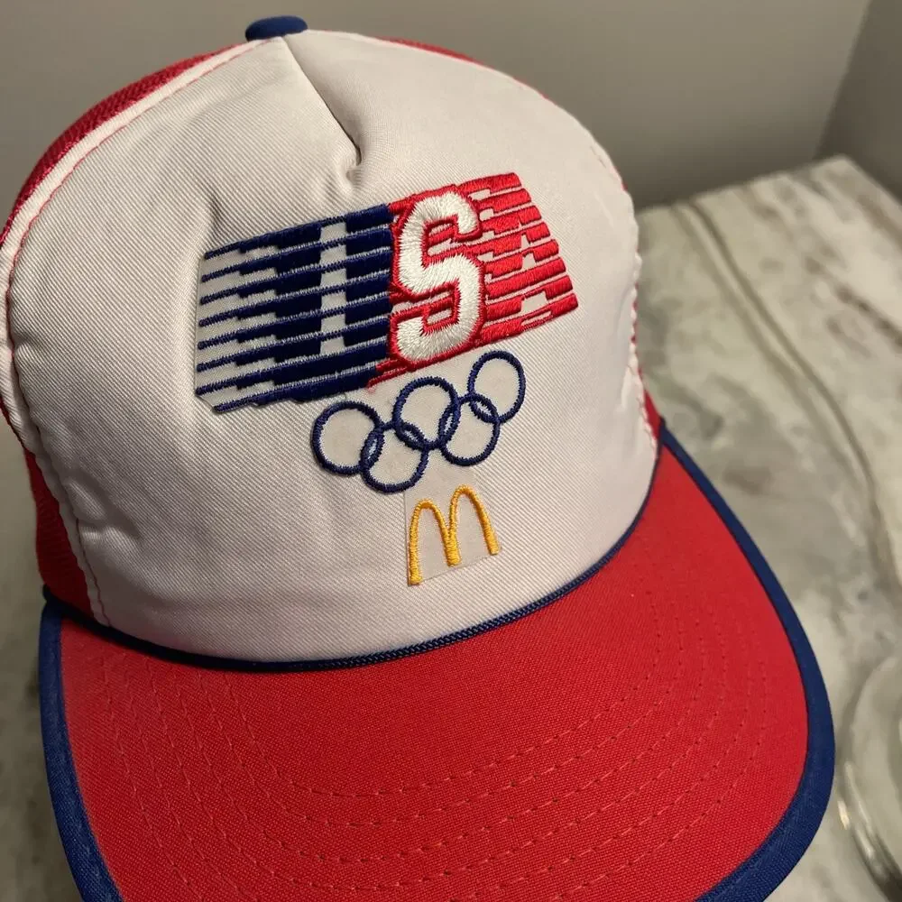 1984 USA Olympics McDonald's Vintage Snapback Trucker Hat Red/White/Blue Mesh